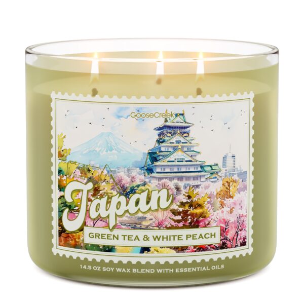 Green Tea & White Peach Japan 3-Wick Candle
