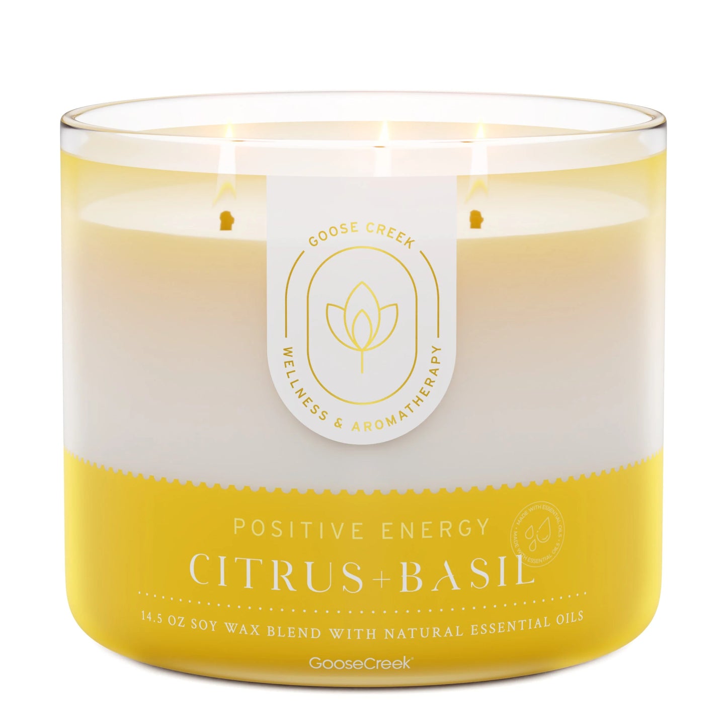 Citrus & Basil Aromatherapy Large 3-Wick Candle